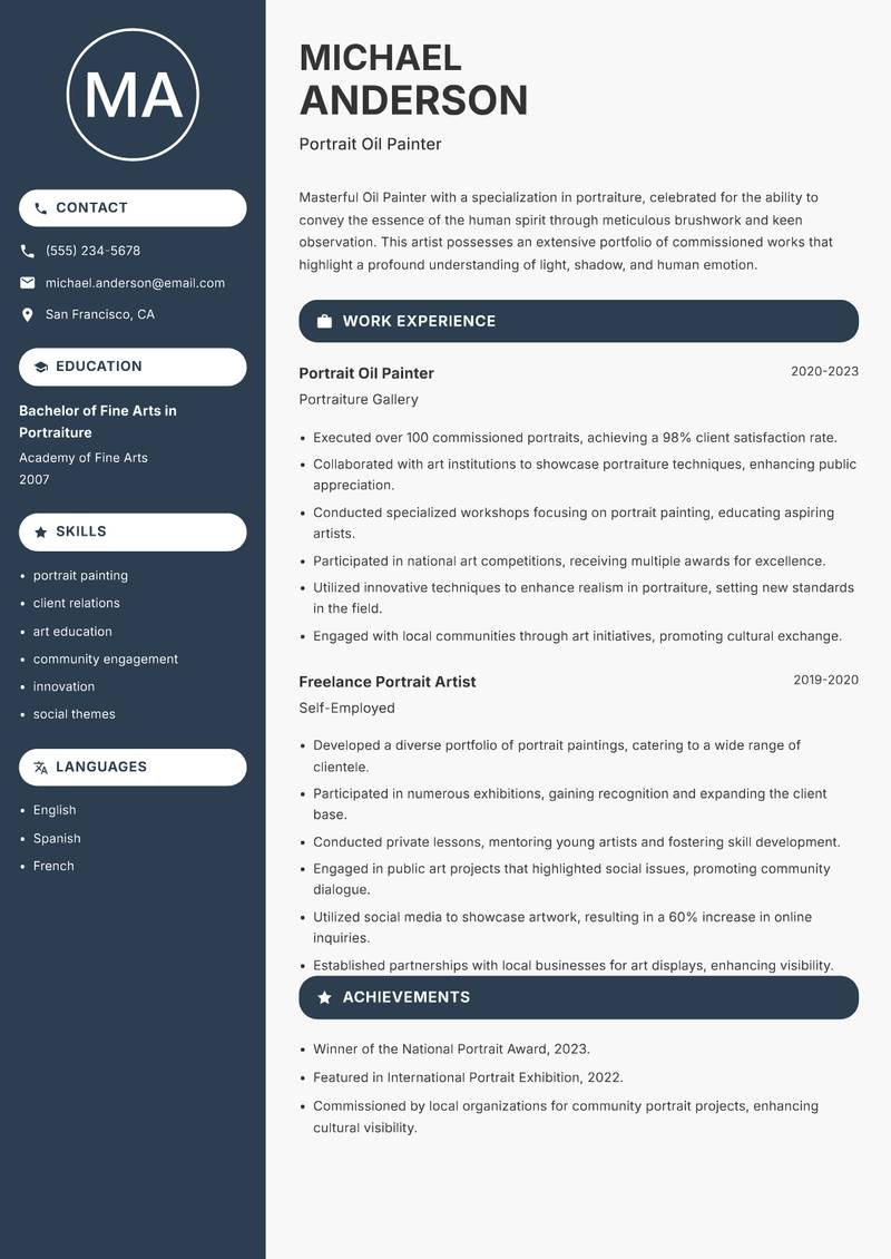 Oil Painter resume template — Compact