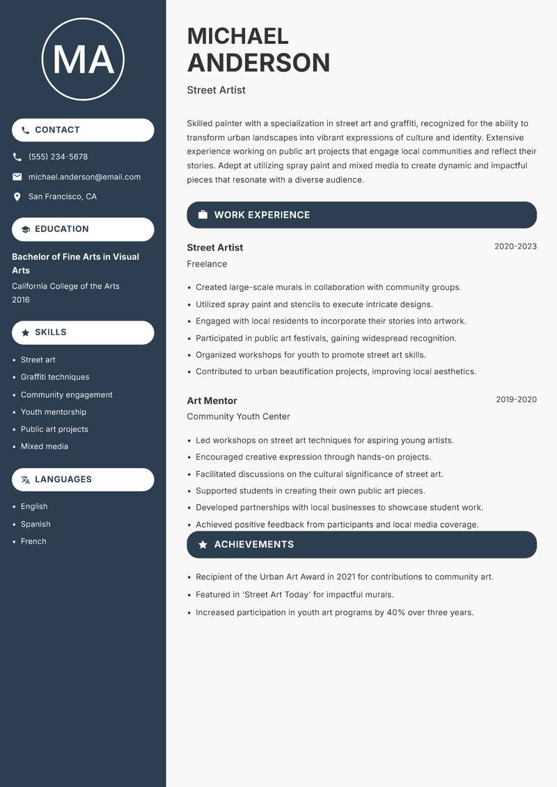 Painter resume template — Compact