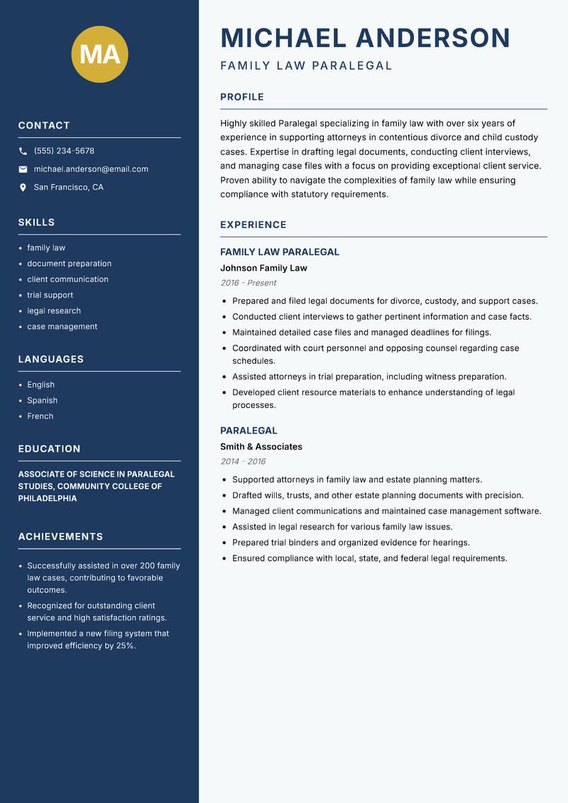 Paralegal resume template — Classic Clean