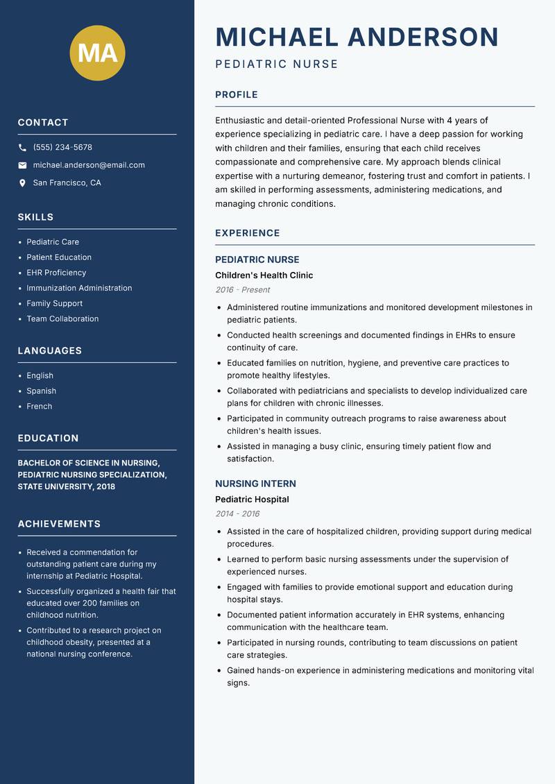 Professional Nurse resume template — Classic Clean
