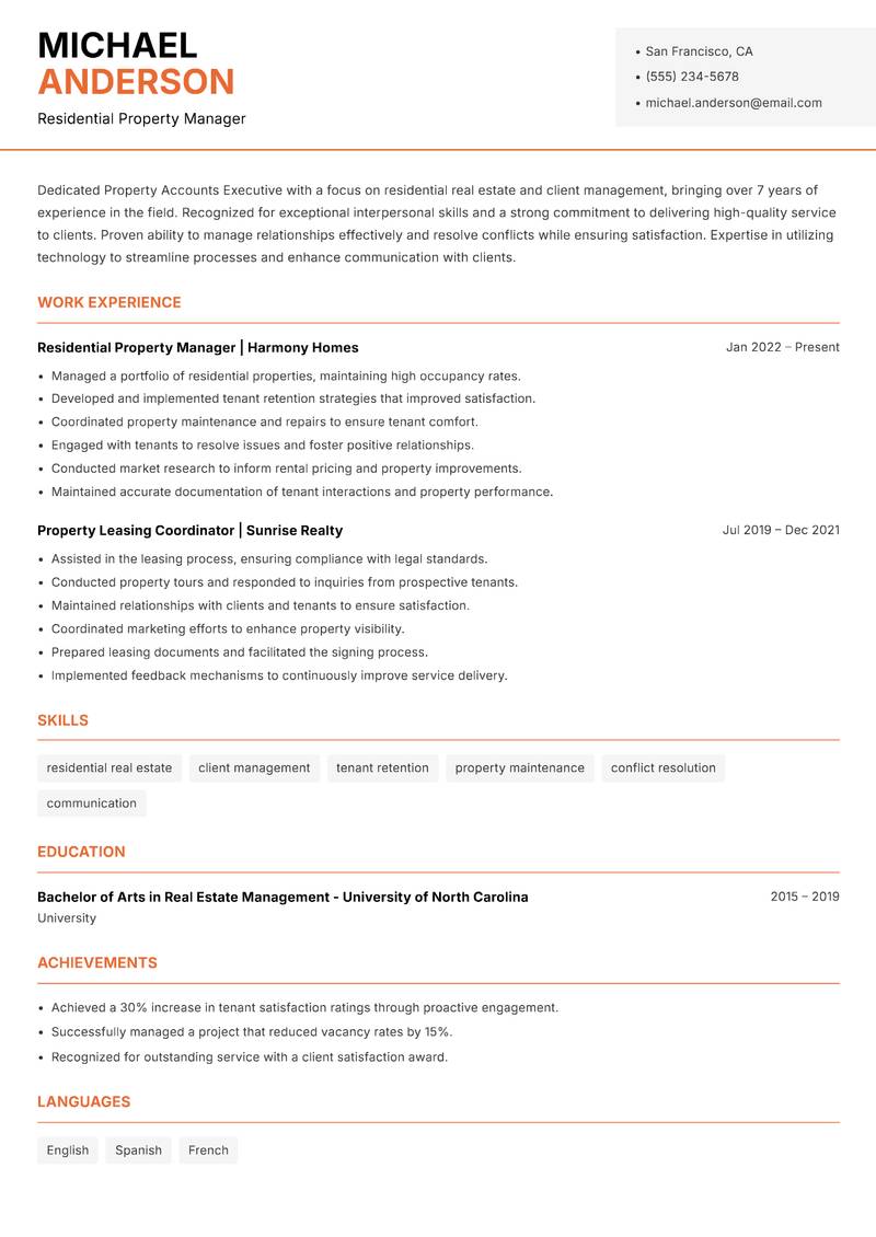 Property Accounts Executive resume template — Modern Professional