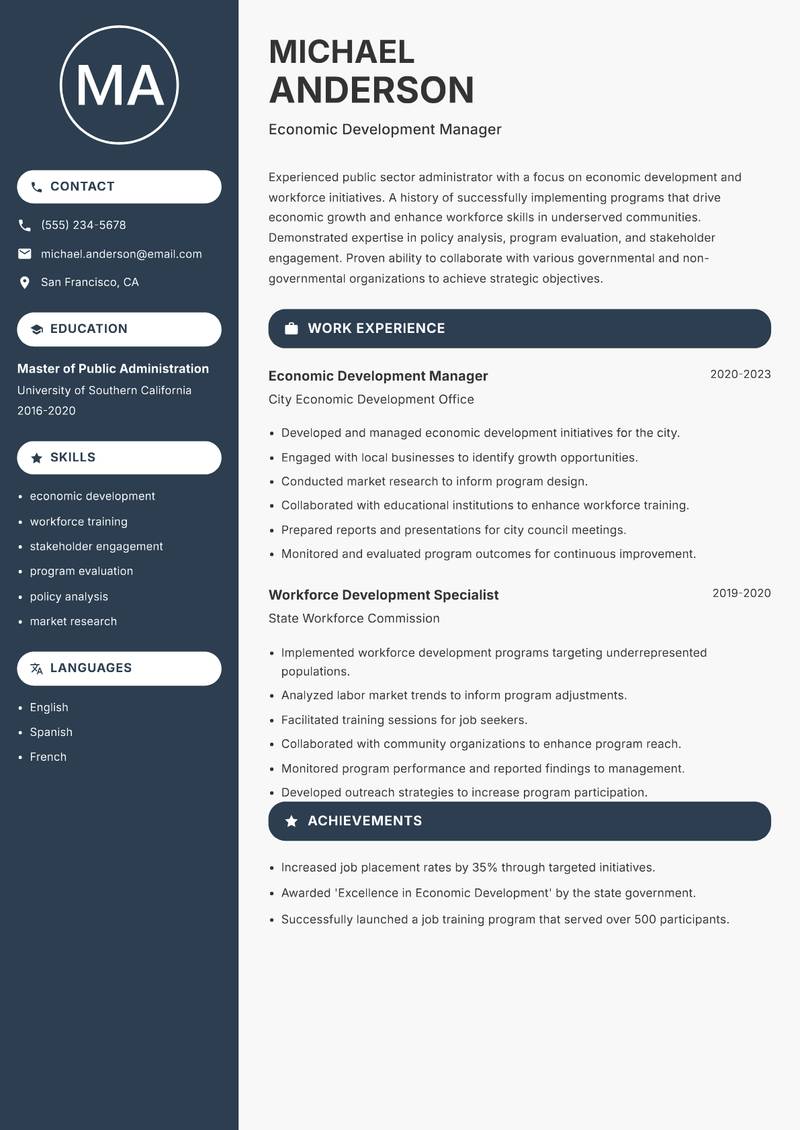 Public Sector Innovation Lead resume template — Compact