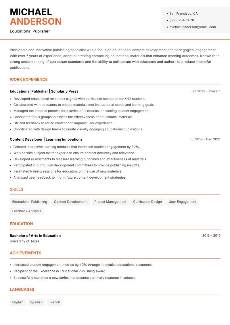 Publisher resume template — Modern Professional