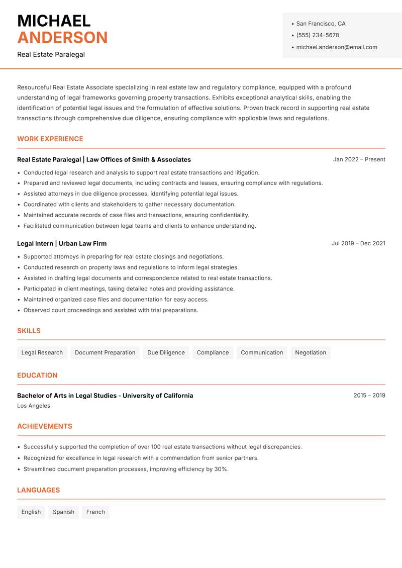 Real Estate Associate resume template — Modern Professional