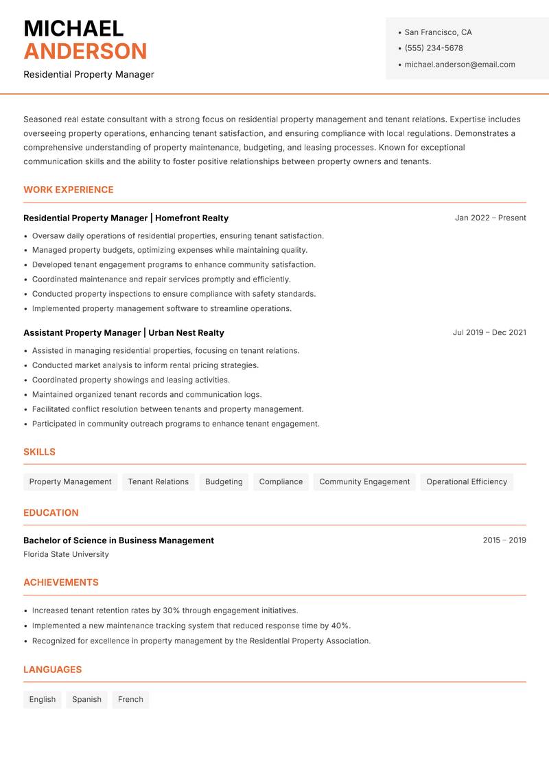 Real Estate Consultant resume template — Modern Professional