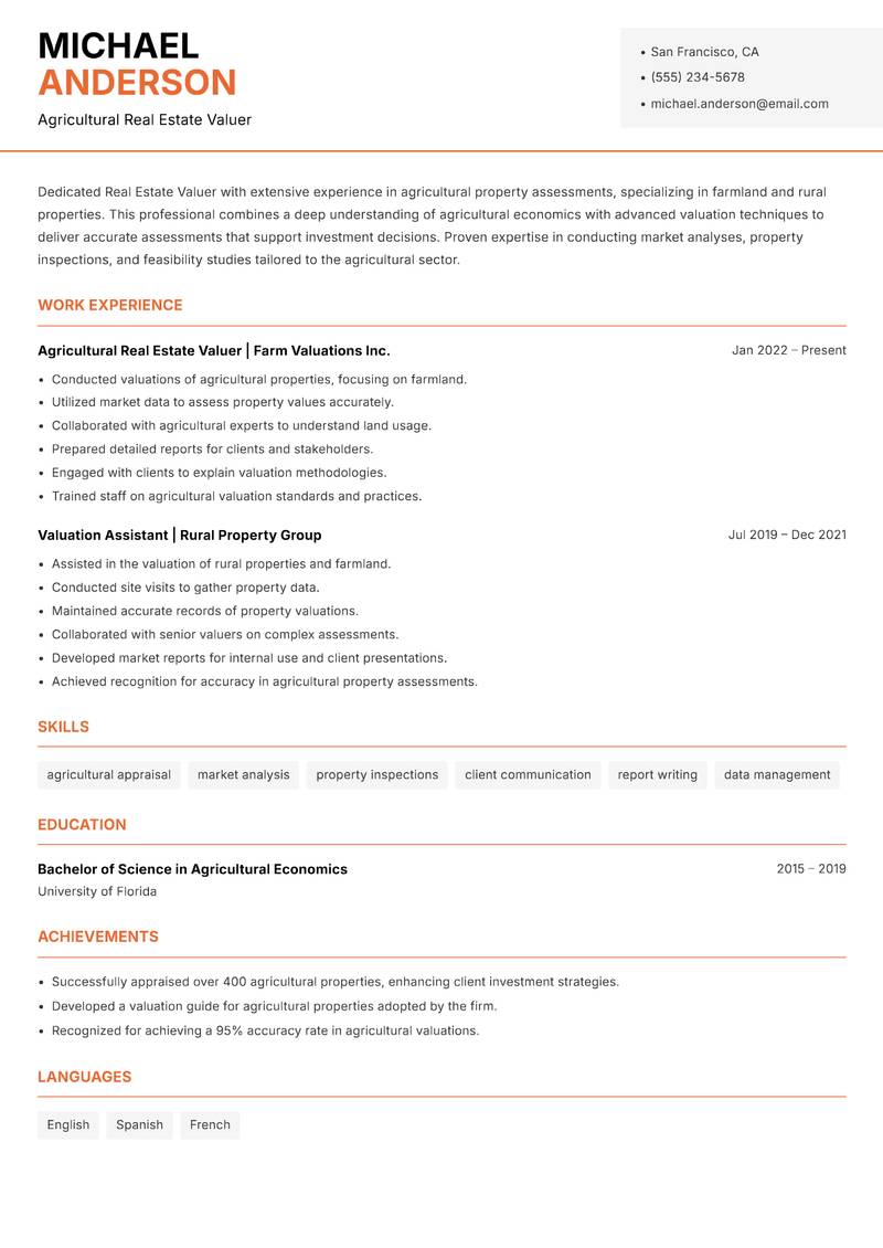Real Estate Valuer resume template — Modern Professional