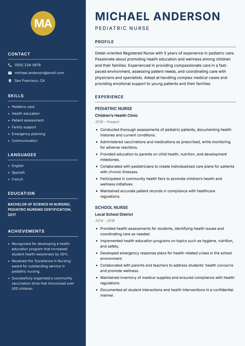 Registered Nurse resume template — Classic Clean