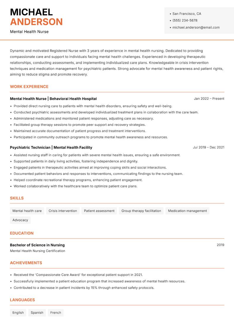 Registered Nurse resume template — Modern Professional