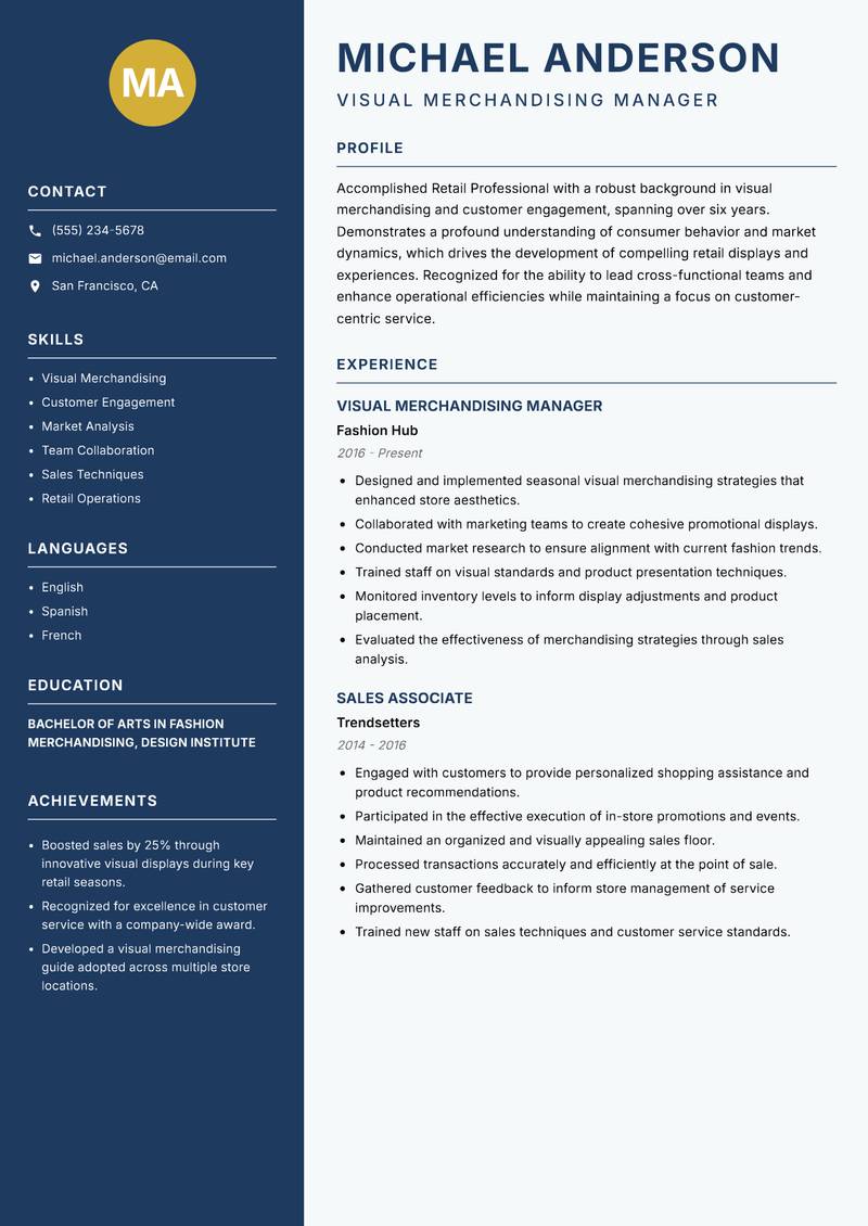 Retail Professional resume template — Classic Clean