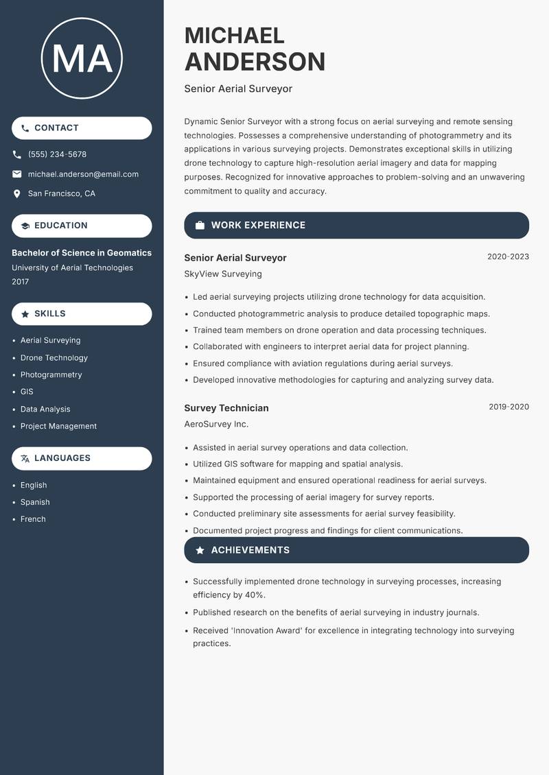 Senior Surveyor resume template — Compact