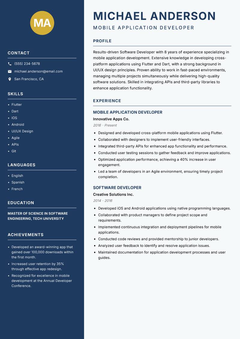 Software Developer resume template — Classic Clean