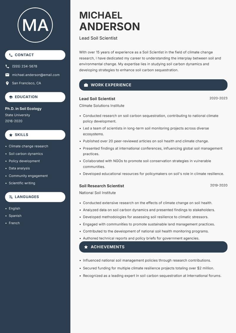 Soil Scientist resume template — Compact