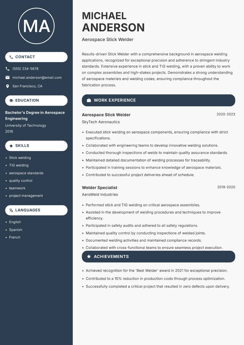 Stick Welder resume template — Compact