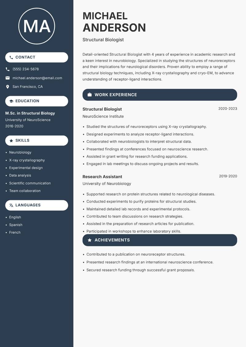 Structural Biologist resume template — Compact