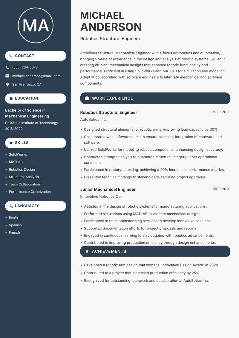 Structural Mechanical Engineer resume template — Compact