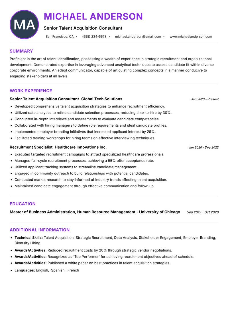 Talent Identification Specialist resume example — ATS-friendly template