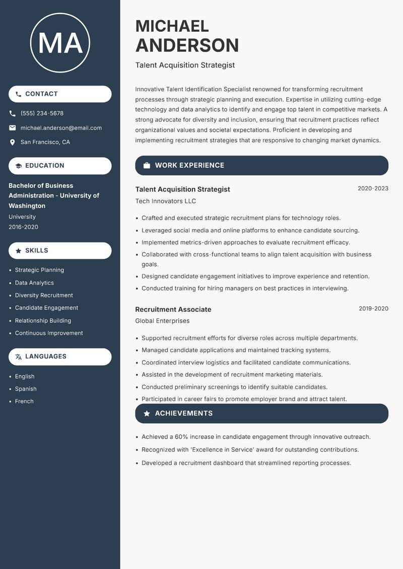 Talent Identification Specialist resume template — Compact