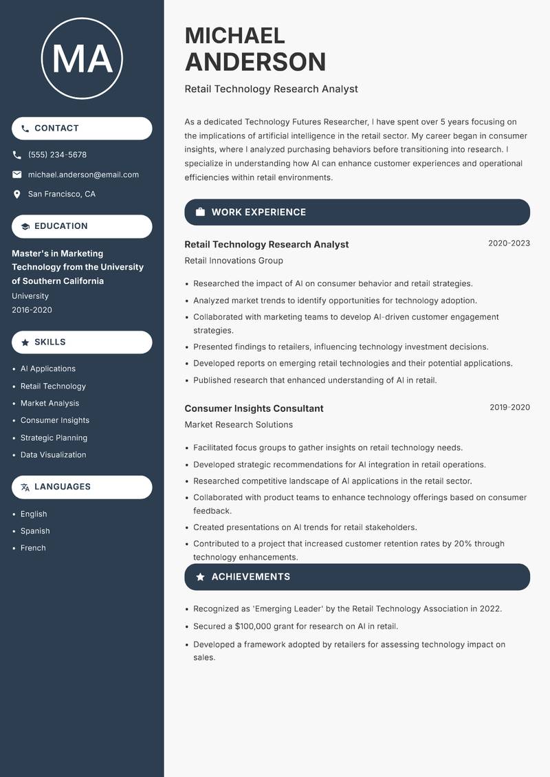 Technology Futures Researcher resume template — Compact