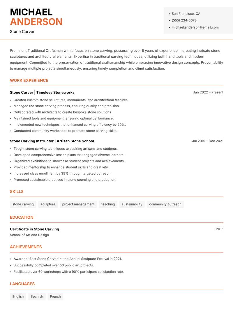 Traditional Craftsman resume template — Modern Professional