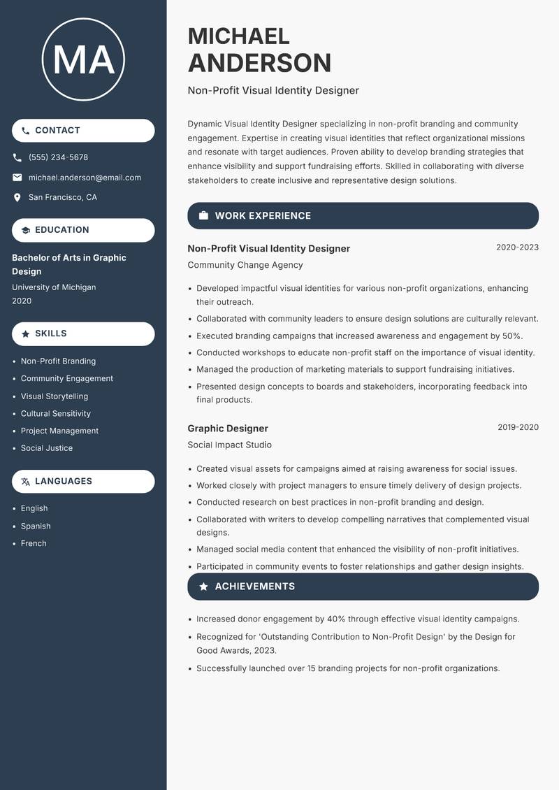 Visual Identity Designer resume template — Compact