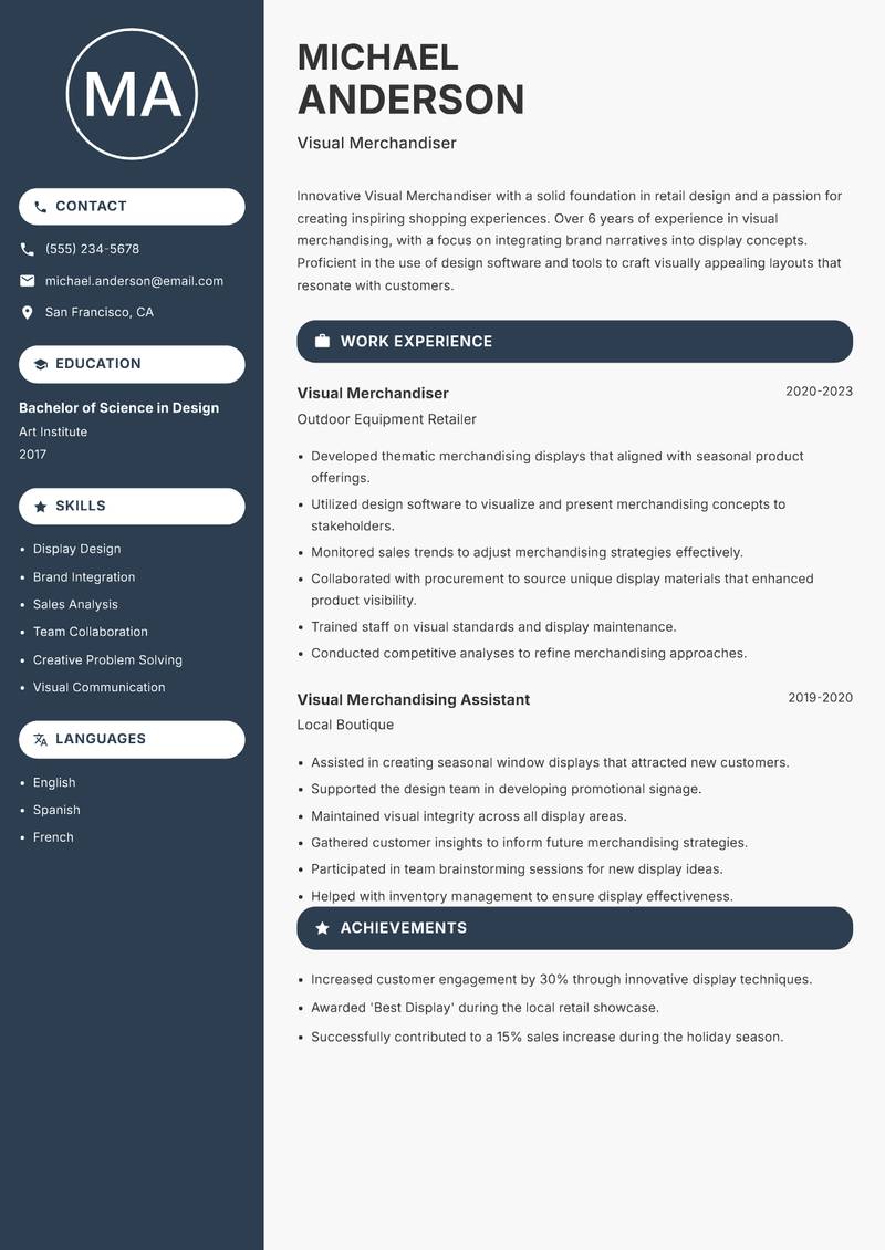Visual Merchandiser resume template — Compact
