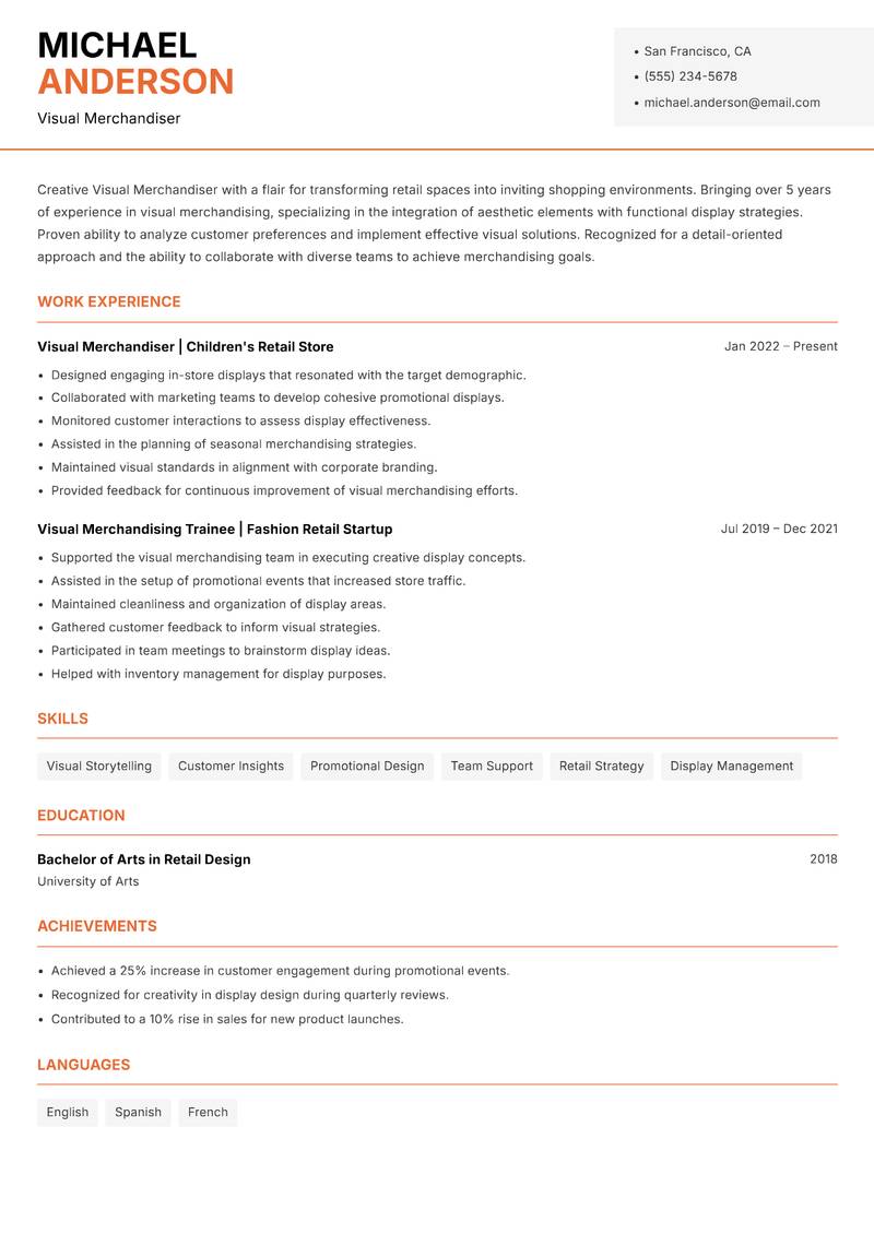 Visual Merchandiser resume template — Modern Professional