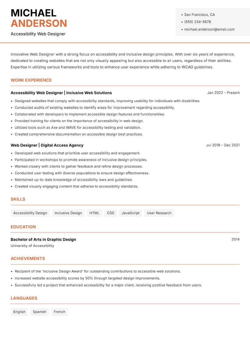 Web Designer resume template — Modern Professional