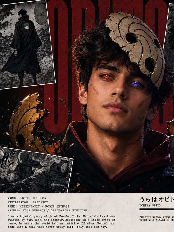 🔥 Obito Manga Poster — AI image prompt example