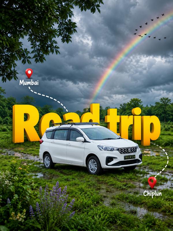 🌈 Monsoon Road Trip Poster — AI image prompt example generated with this prompt