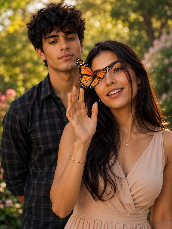 A Butterfly Between Us | Cinematic Love Story — AI image prompt example generated with this prompt