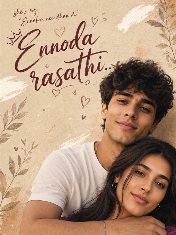 💜 Ennoda Rasathi Romantic Tamil Poster — AI image prompt example generated with this prompt