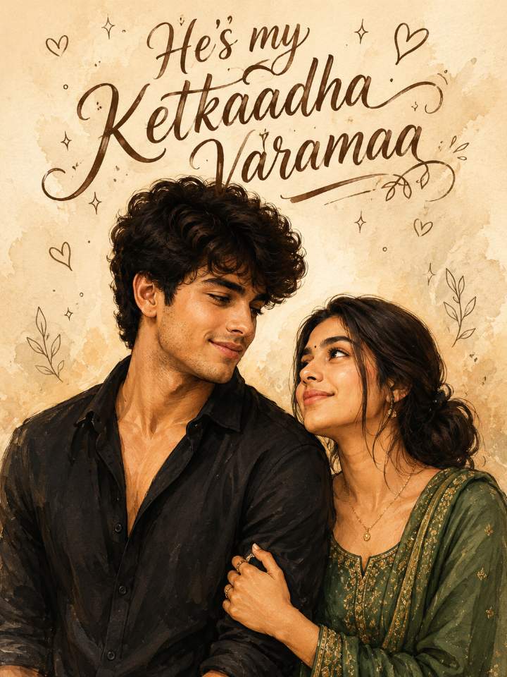 Ketkaadha Varamaa – Romantic Watercolor Couple Poster — AI image prompt example generated with this prompt