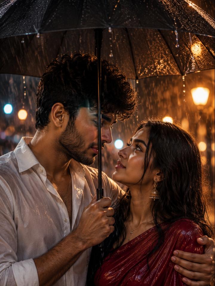 🌧️ Monsoon Love Story — AI image prompt example generated with this prompt
