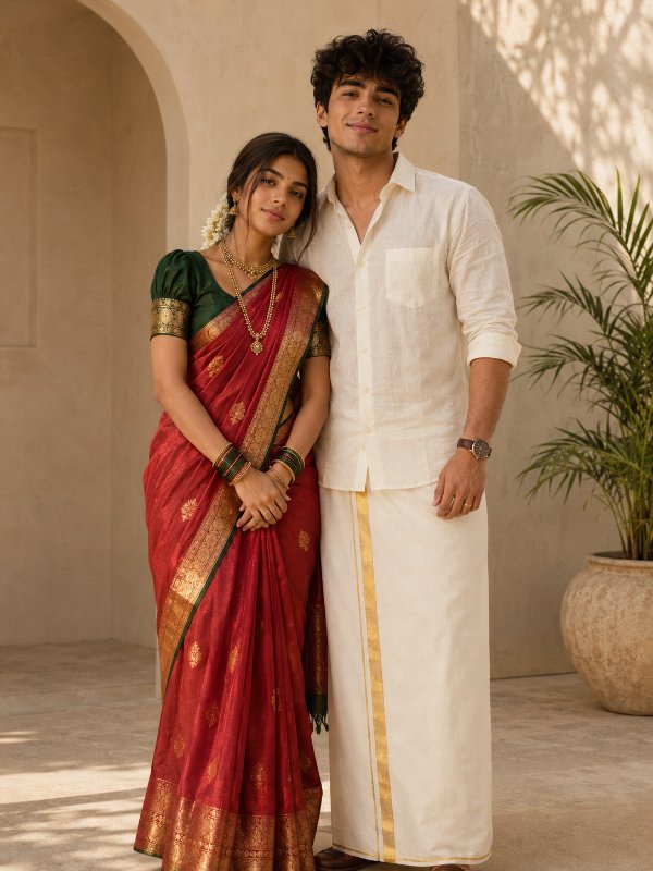 South Indian Traditional Couple Portrait — AI image prompt example generated with this prompt
