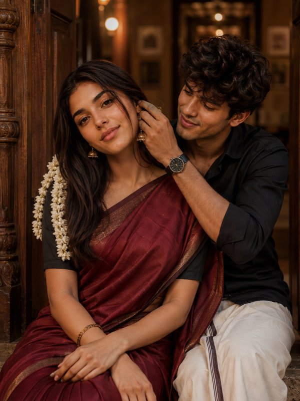 Timeless South Indian Love Story — AI image prompt example generated with this prompt