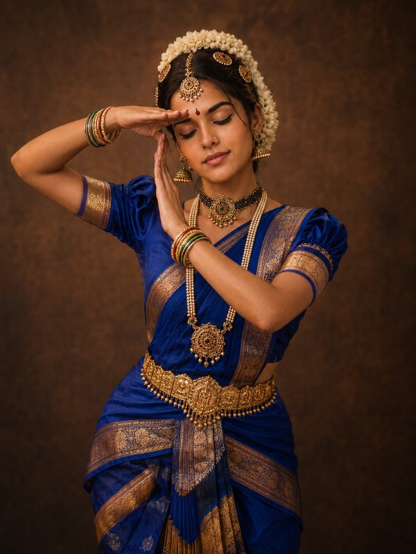 Bharatanatyam Royal Grace Portrait — AI image prompt example generated with this prompt