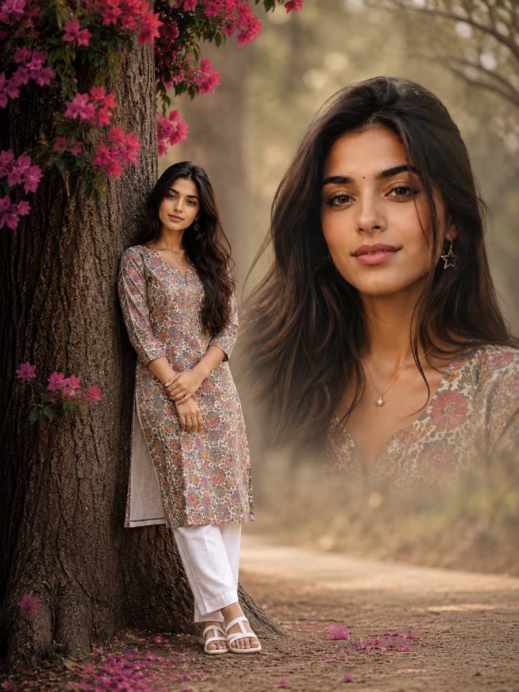 🌸 Dreamy Double Portrait in Bloom — AI image prompt example