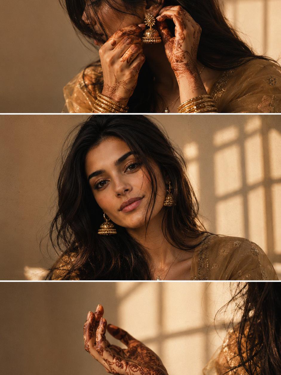 Golden Mehndi Glow ✨🌿 — AI image prompt example generated with this prompt