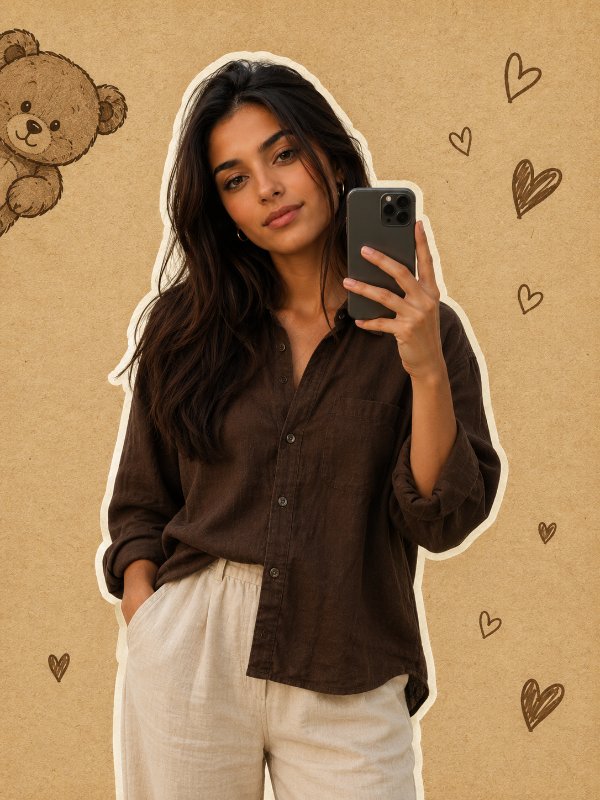 📸 Minimalist Teddy Scrapbook Selfie — AI image prompt example generated with this prompt