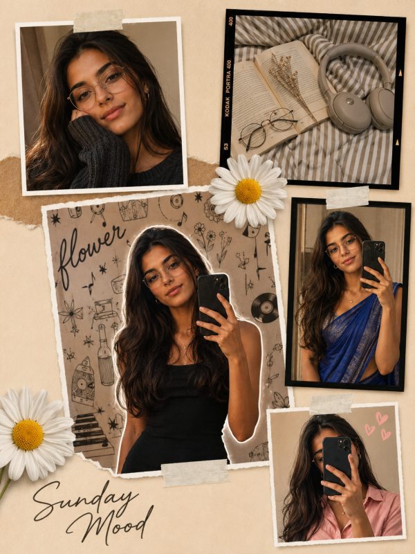 📸 Sunday Mood Scrapbook Collage — AI image prompt example generated with this prompt