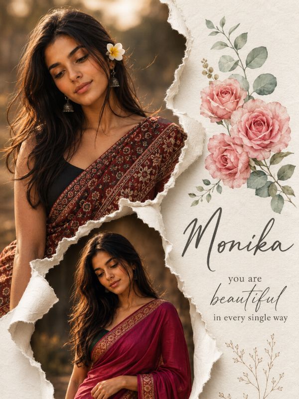🌸 Torn Paper Saree Scrapbook — AI image prompt example generated with this prompt