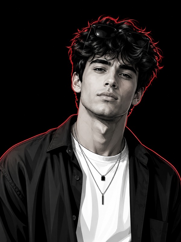 🖤 Monochrome Neon Vector Portrait — AI image prompt example generated with this prompt