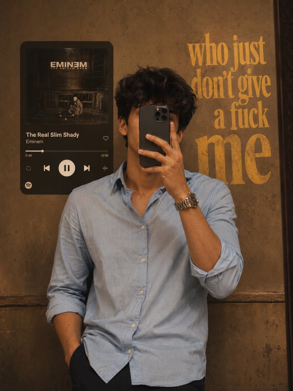 The Real Slim Shady Mirror Selfie Poster — AI image prompt example generated with this prompt